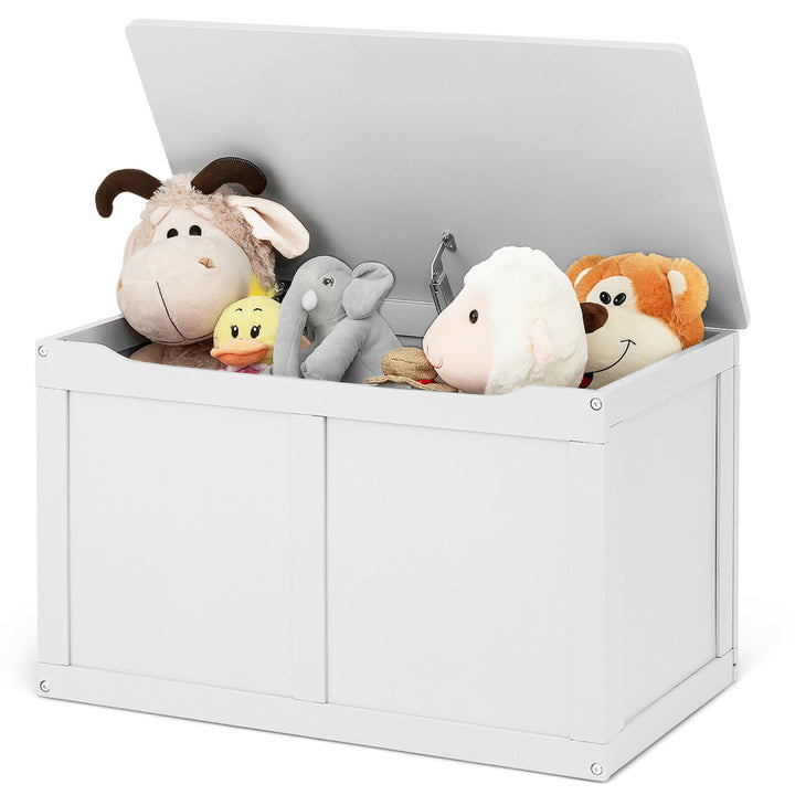 Wooden Kids Toy Storage Box Sitting Top Chest Organizer Large Bin Boys and Girls Image 1