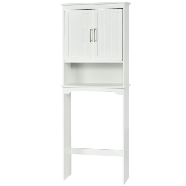 Over The Toilet Space Saver Bathroom Organizer w/ Storage Cabinet and Shelf White Image 8