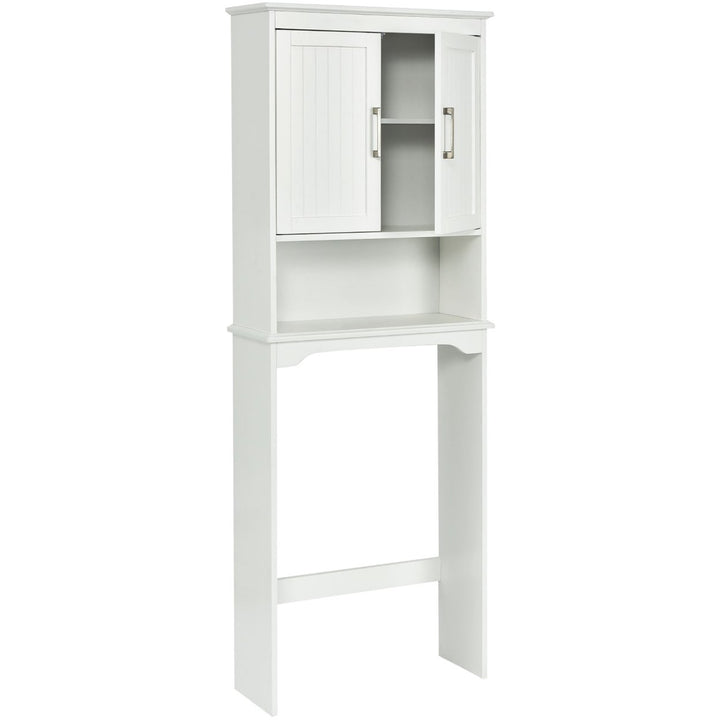 Over The Toilet Space Saver Bathroom Organizer w/ Storage Cabinet and Shelf White Image 9