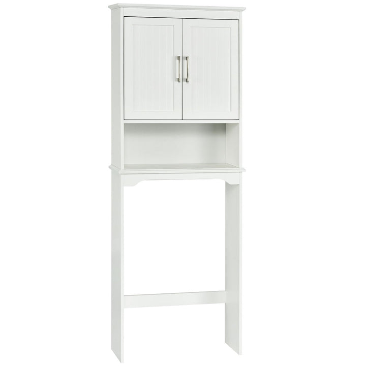 Over The Toilet Space Saver Bathroom Organizer w/ Storage Cabinet and Shelf White Image 10