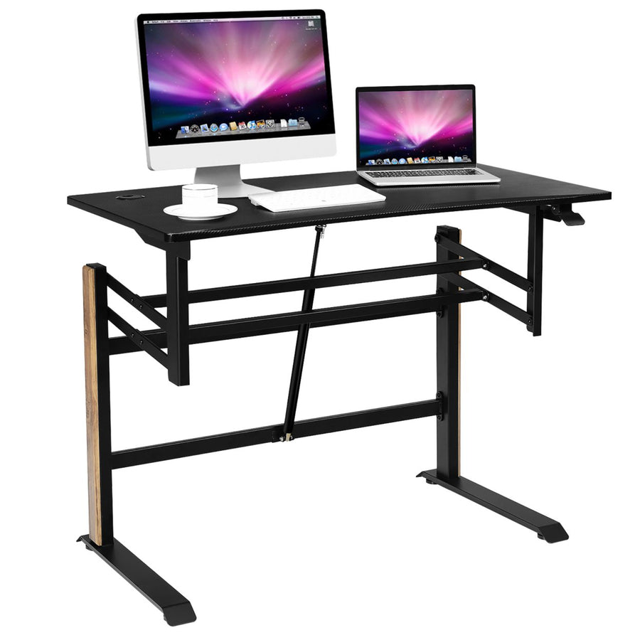 Pneumatic Height Adjustable Standing Desk Sit to Stand Computer Desk Workstaion Image 1