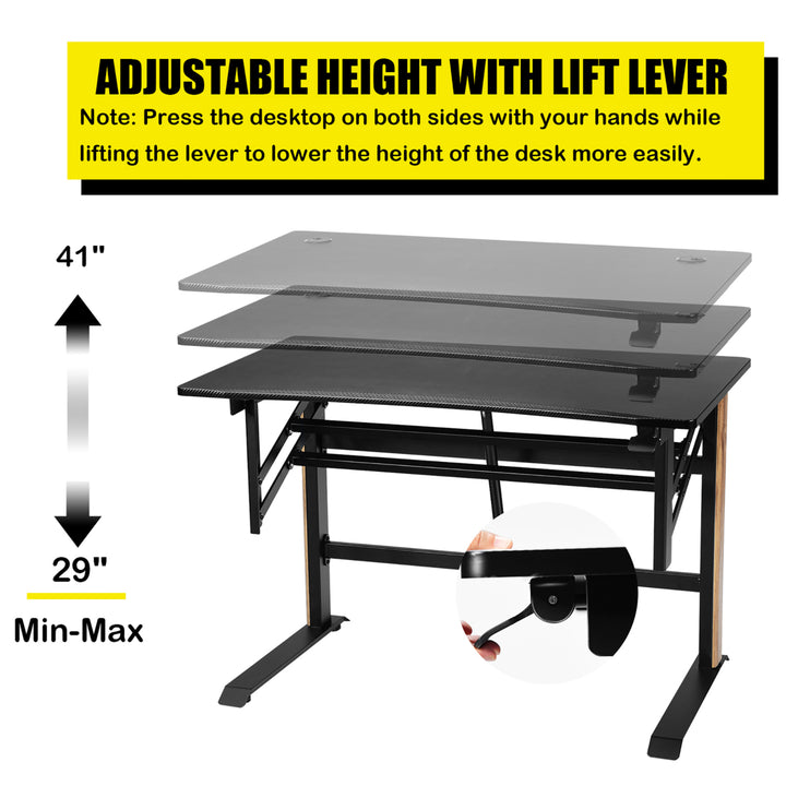 Pneumatic Height Adjustable Standing Desk Sit to Stand Computer Desk Workstaion Image 6