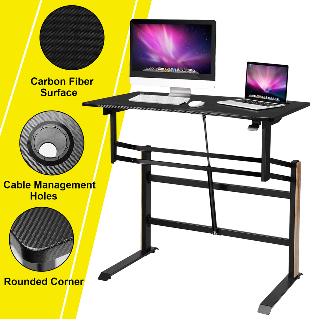 Pneumatic Height Adjustable Standing Desk Sit to Stand Computer Desk Workstaion Image 8