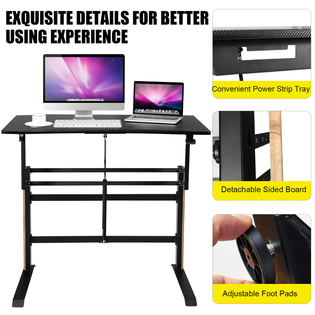 Pneumatic Height Adjustable Standing Desk Sit to Stand Computer Desk Workstaion Image 9