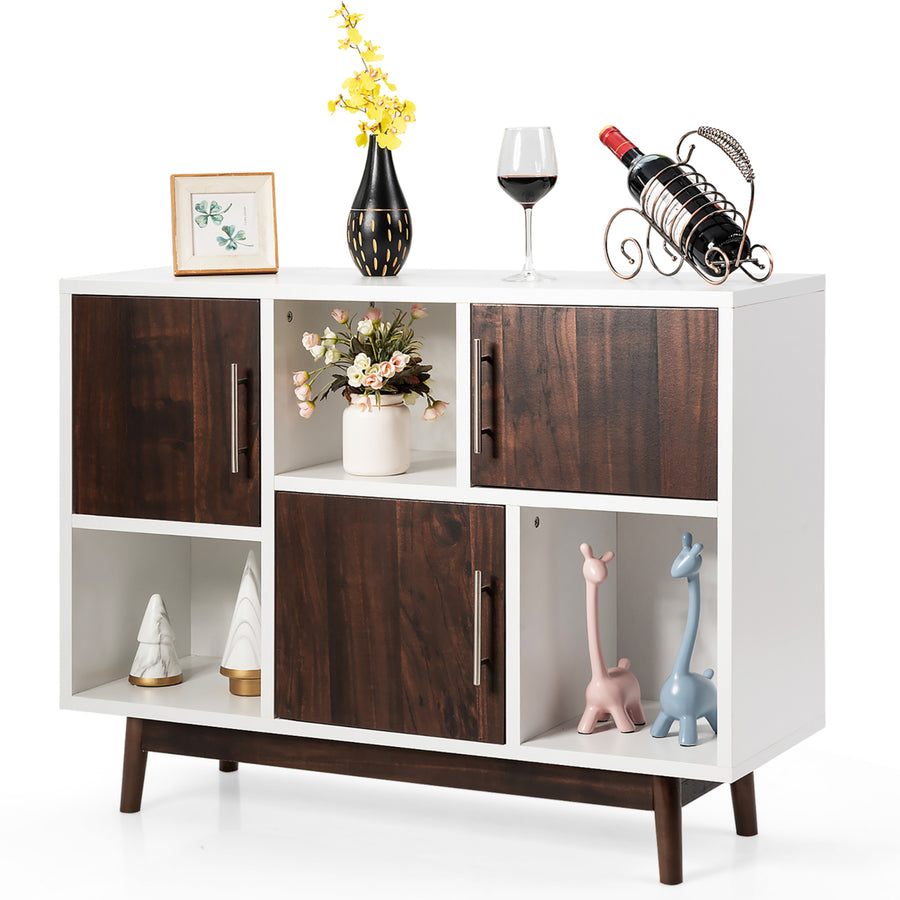 Wood Display Storage Cabinet Console Table TV Stand Multipurpose w/ Door and Shelf Image 1