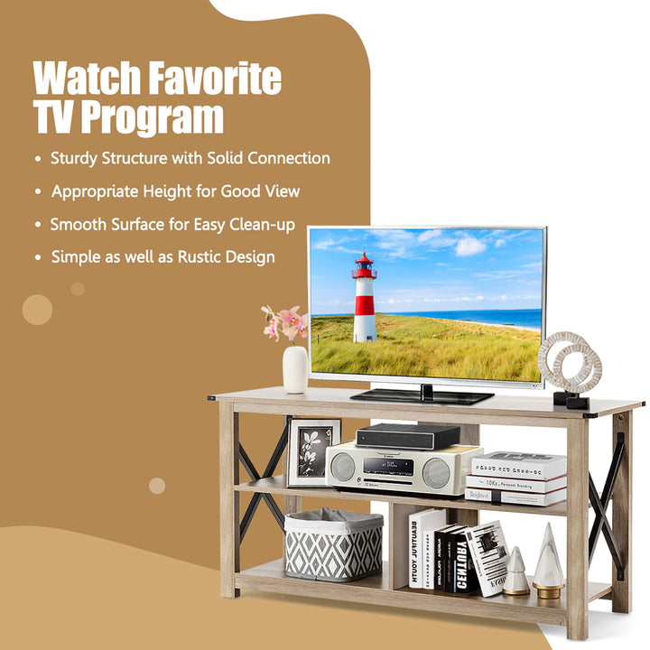 Modern TV Stand for TVs up to 55" w/ 3-Tier Open Shelves Image 7