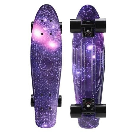 22 inch Skateboard Cruiser Penny 22" X 6" Retro Longboard Skate Graphic Galaxy Complete Led Light Image 2