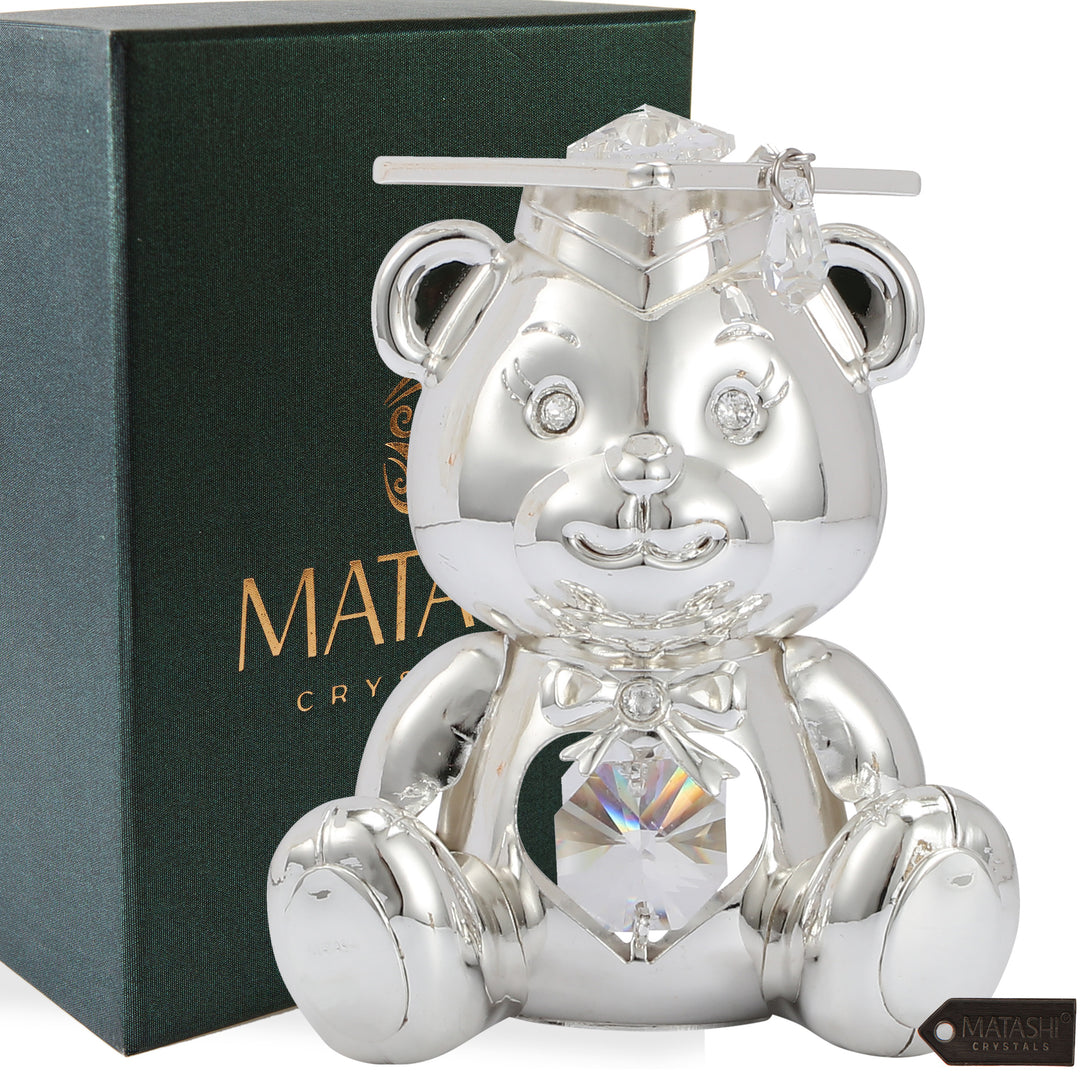 Matashi Silver Plated Graduation Bear with Matashi Crystals, Gift for any Occasion Image 2