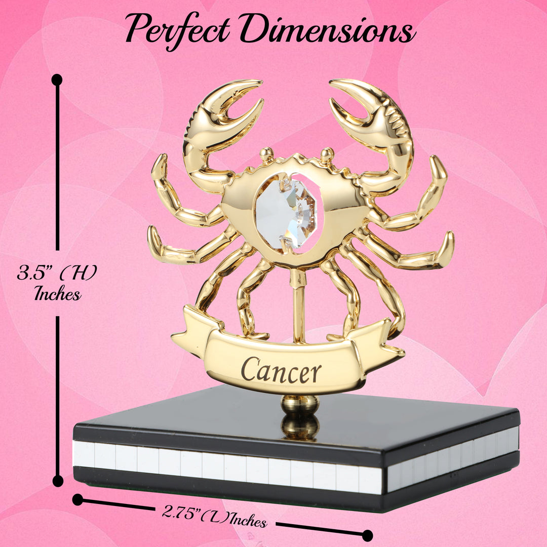 Matashi 24K Gold Plated Zodiac Astrological Sign Cancer Figurine Statuette on Stand Studded with Crystals Girlfriend Image 3