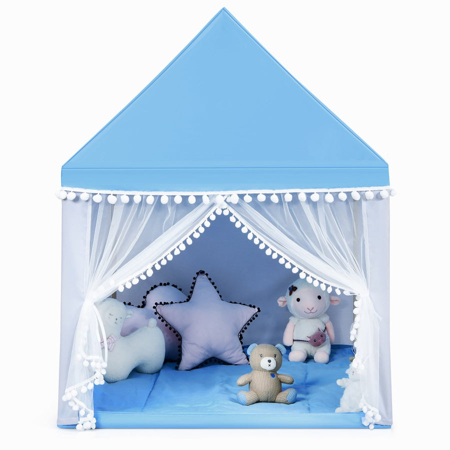 Costway Kids Play Tent Large Playhouse Children Play Castle Fairy Tent Gift w/ Mat Pink\Blue Image 1