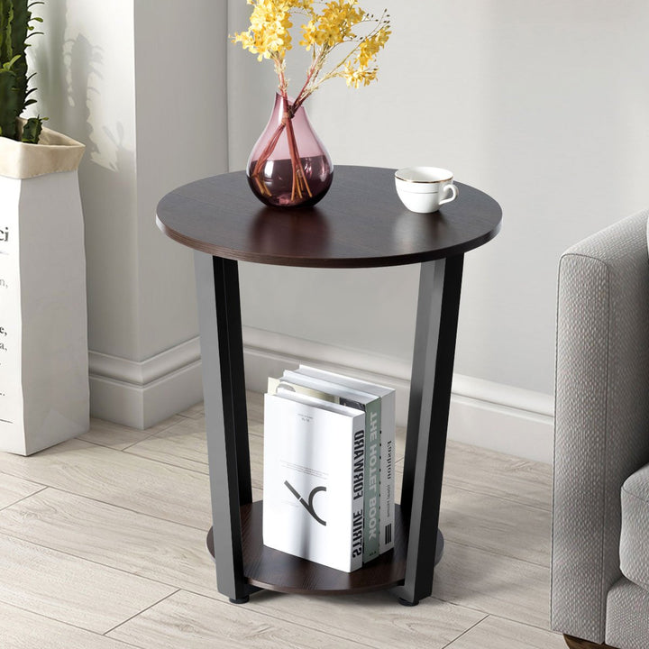 Industrial End Table Sofa Side Table Nightstand Storage Shelf Image 6