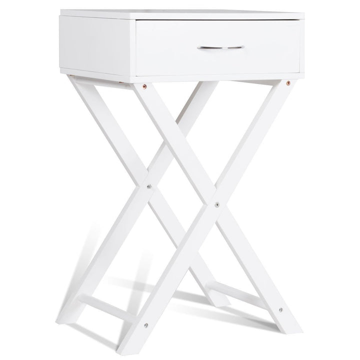 2 PCS Nightstand X-Shape Drawer Accent side End Table Modern Home Furniture White Image 10