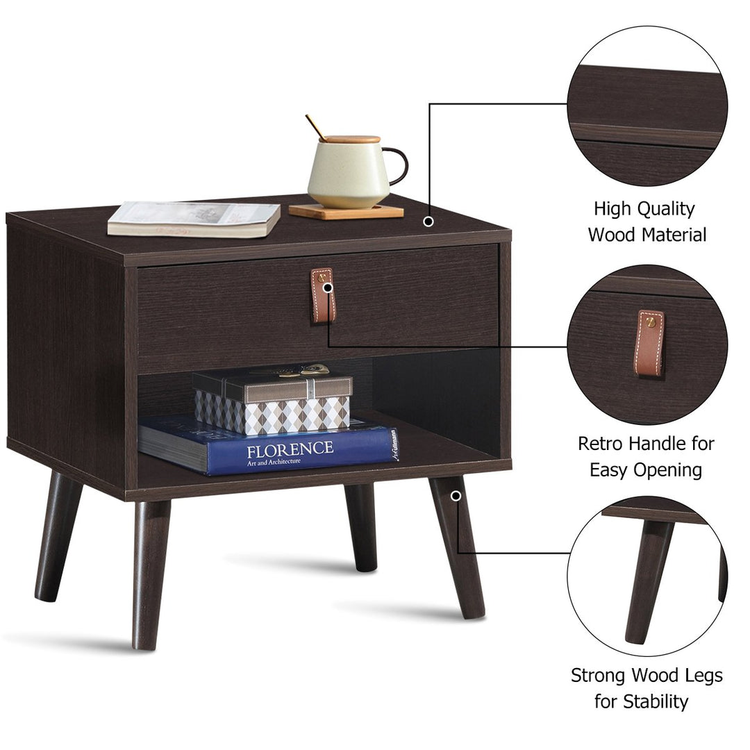 Nightstand Sofa Side End Table Bedside Table Drawer Storage Image 7