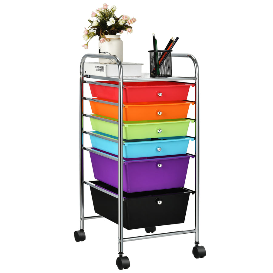 6 Drawer Rolling Storage Cart Tools Scrapbook Paper Office Organizer Image 1