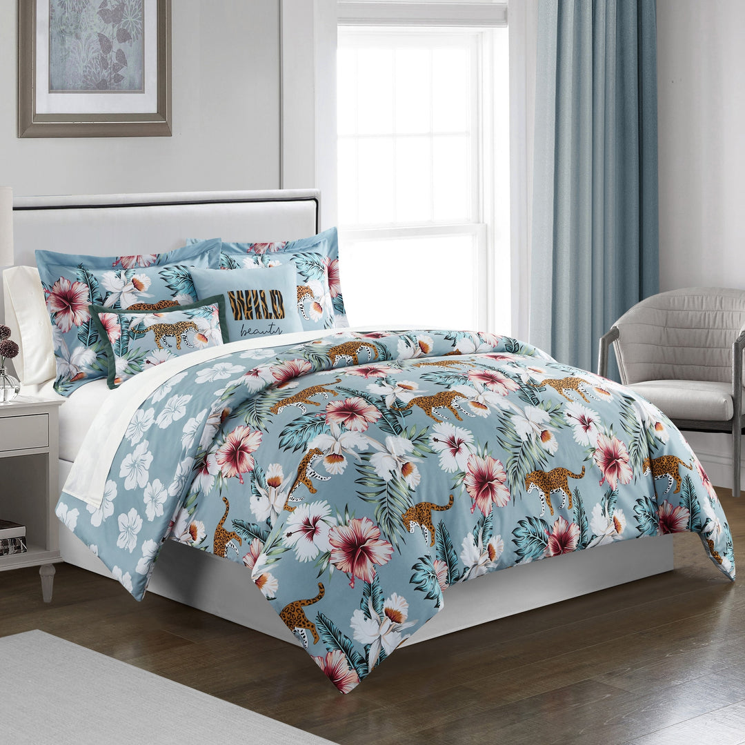 Vibrant Floral Print 5 or 4 piece Reversible Comforter Set Image 1