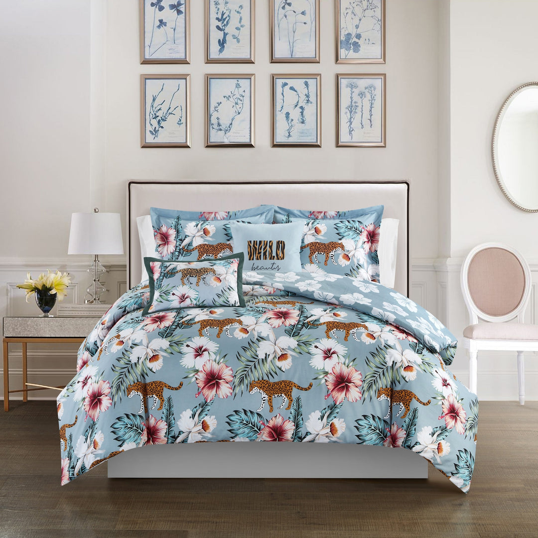 Vibrant Floral Print 5 or 4 piece Reversible Comforter Set Image 1