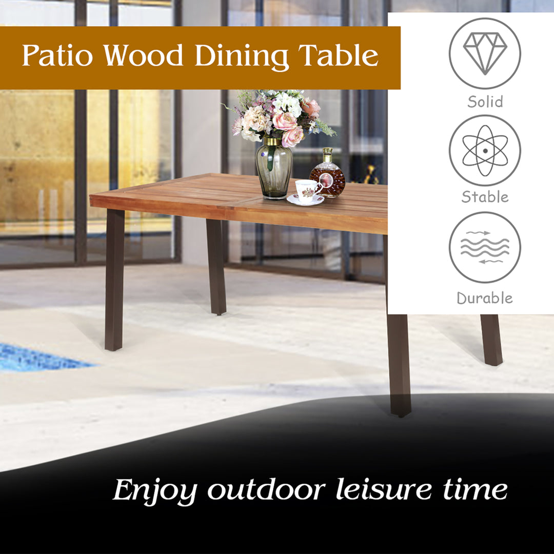 Rectangular Acacia Wood Dining Table Rustic Furniture Indoor andOutdoor Image 7