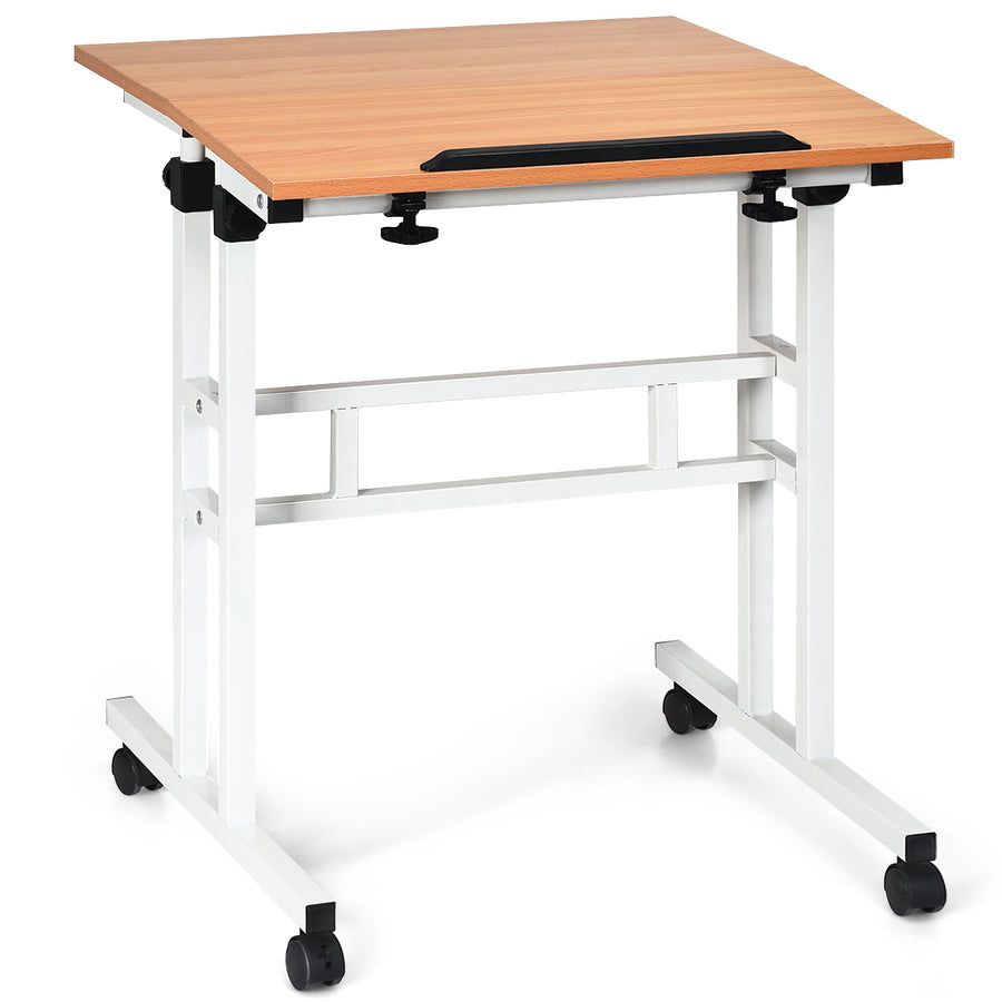 Mobile Standing Desk Height Adjustable Sit Stand Workstation Stand Up Desk 2in1 Image 1