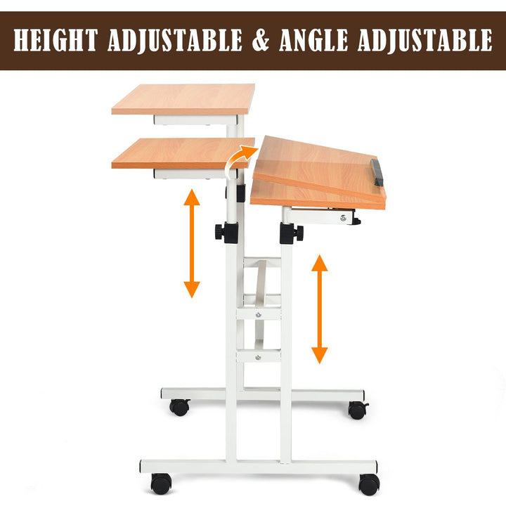 Mobile Standing Desk Height Adjustable Sit Stand Workstation Stand Up Desk 2in1 Image 7