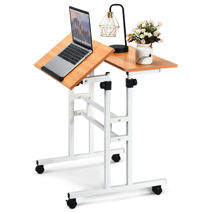 Mobile Standing Desk Height Adjustable Sit Stand Workstation Stand Up Desk 2in1 Image 10