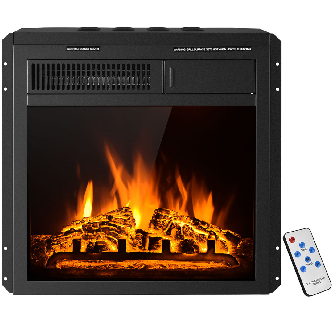 18 Electric Fireplace Insert Freestanding and Recessed Heater Log Flame Remote Image 1