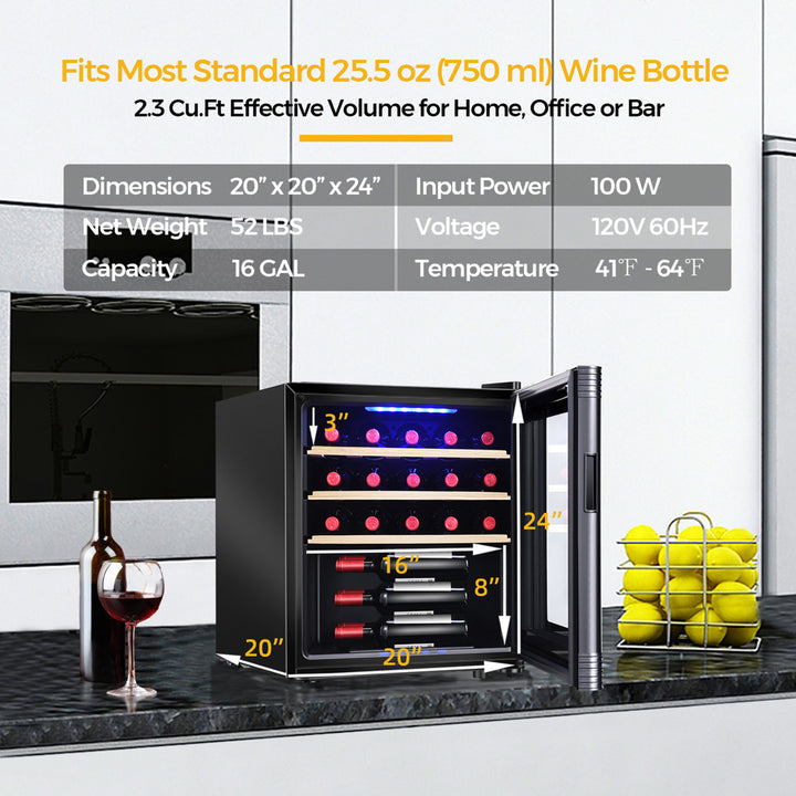 21 Bottle Compressor Wine Cooler Refrigerator w/ Digital Control Black Image 9