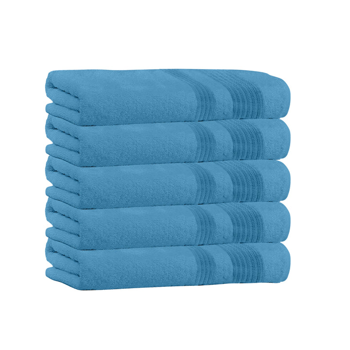 100% Cotton 5-Pack Bath Towel Sets - Extra Plush and Absorbent Bath Towels - 54" L x 27" W Image 2