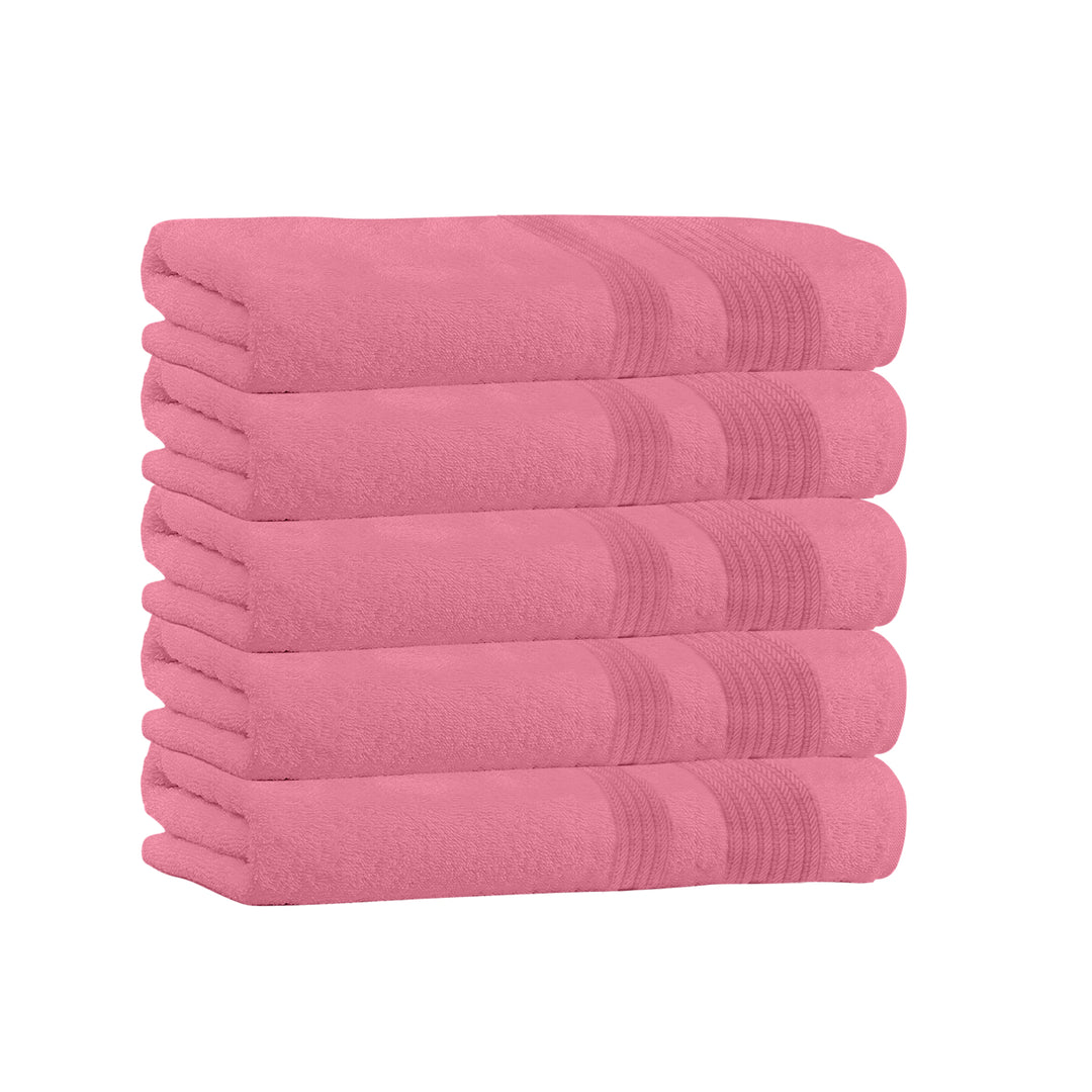 100% Cotton 5-Pack Bath Towel Sets - Extra Plush and Absorbent Bath Towels - 54" L x 27" W Image 3