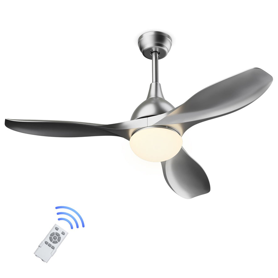 Costway 48 Ceiling Fan w/ Remote Control Dimmable LED Light Modern Reversible Blades Silver\White Image 1