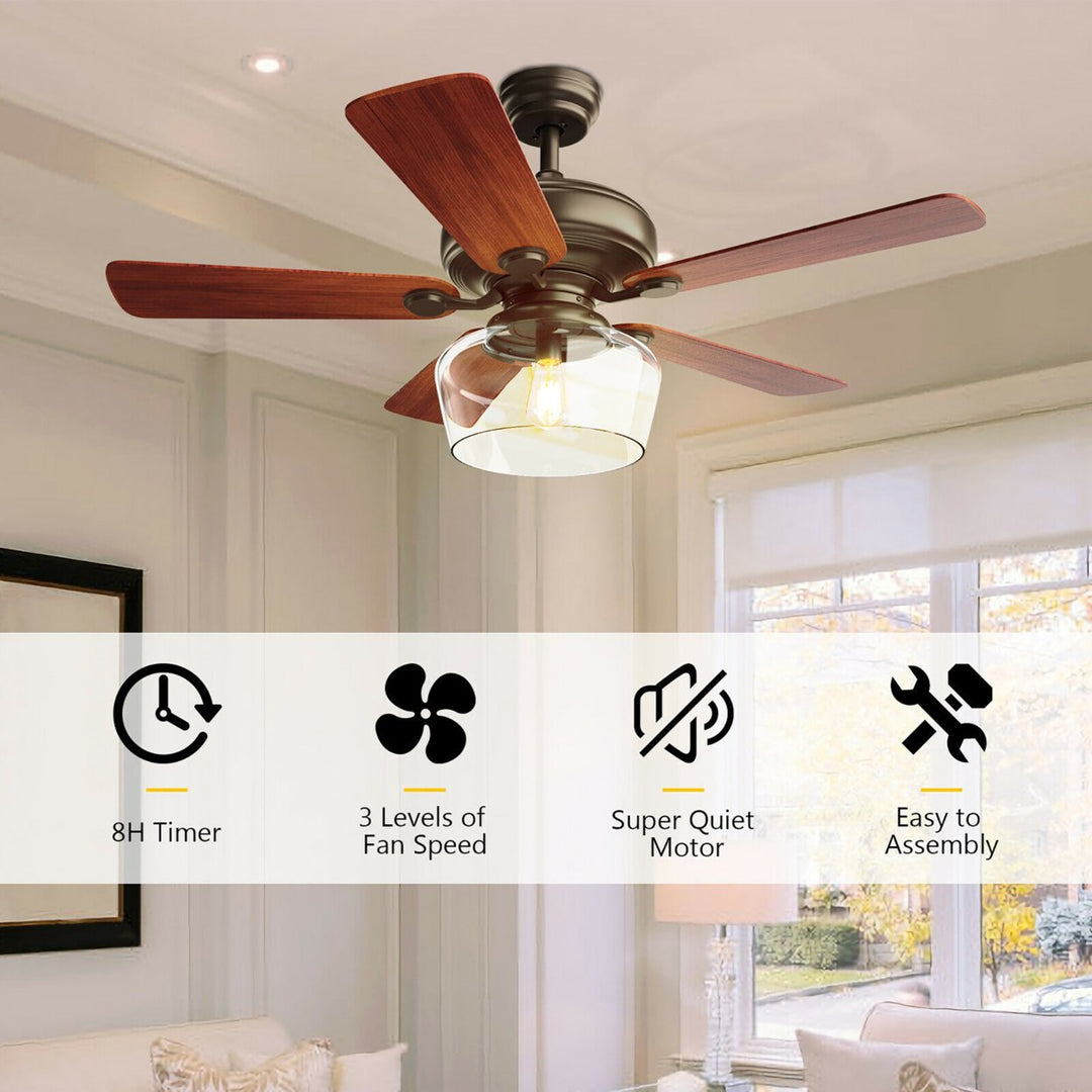 52" Vintage Ceiling Fan Light w/ Remote Control Reversible Blades Home Indoor Image 6