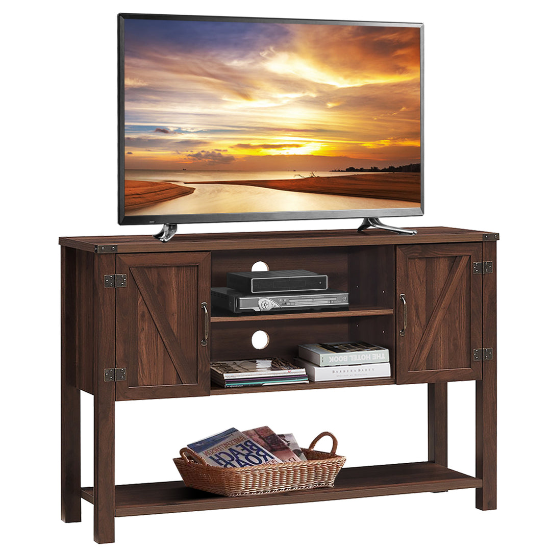 Costway Barn Door TV Stand Console Sideboard Buffet for TVs Up to 60 w/Storage Cabinets Image 1