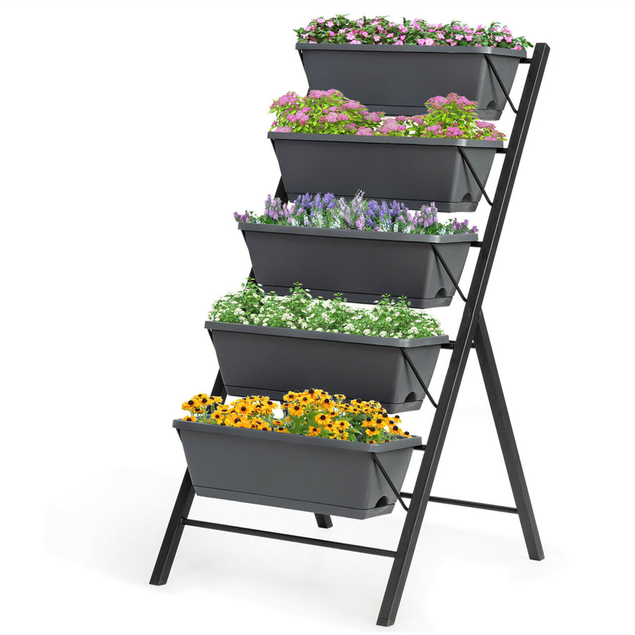 4 FT Vertical Raised Garden Bed 5-Tier Planter Box for Patio Balcony Flower Herb Image 1