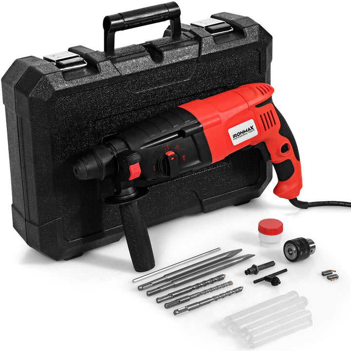 1/2 Electric Rotary Hammer Drill 3 Mode SDS-Plus Chisel Kit 1100W Image 1