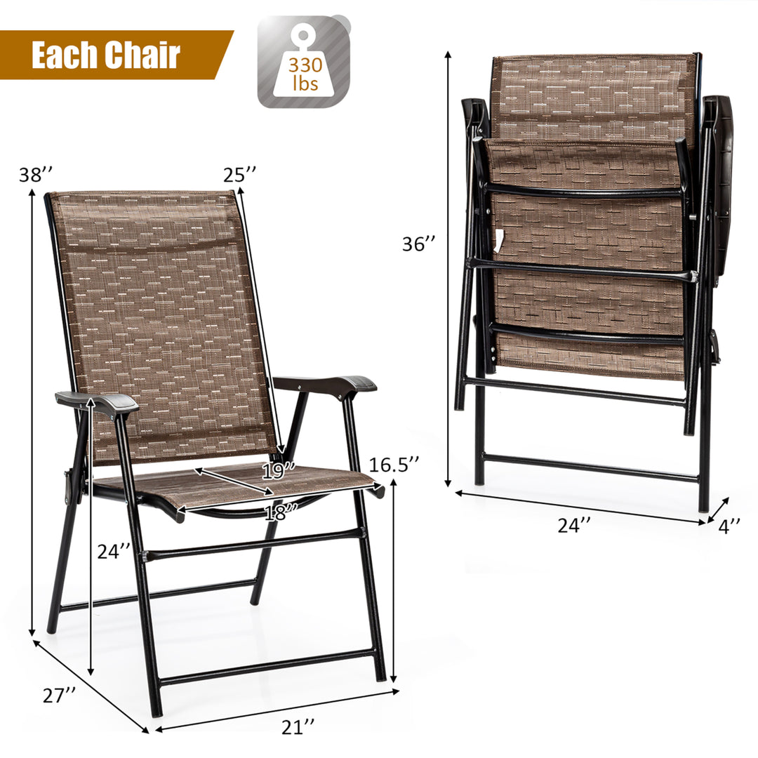 Costway 2PCS Outdoor Patio Folding Chair Camping Portable Lawn Garden W/Armrest Image 2