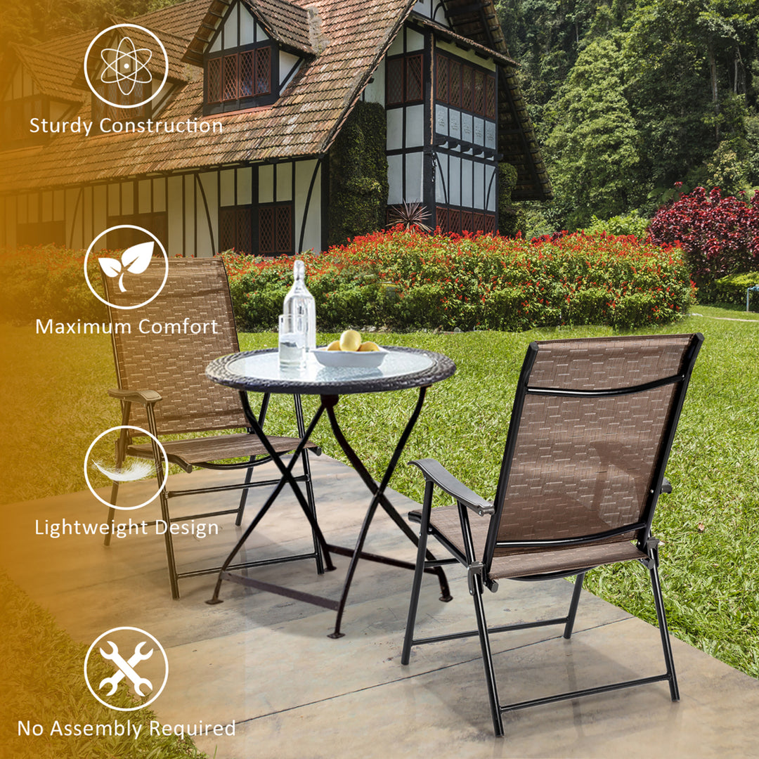 Costway 2PCS Outdoor Patio Folding Chair Camping Portable Lawn Garden W/Armrest Image 4