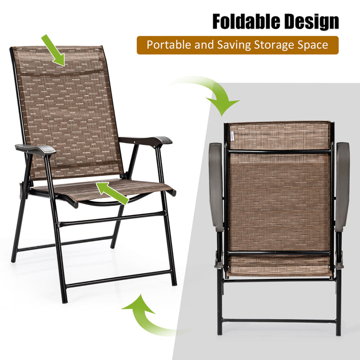 Costway 2PCS Outdoor Patio Folding Chair Camping Portable Lawn Garden W/Armrest Image 7