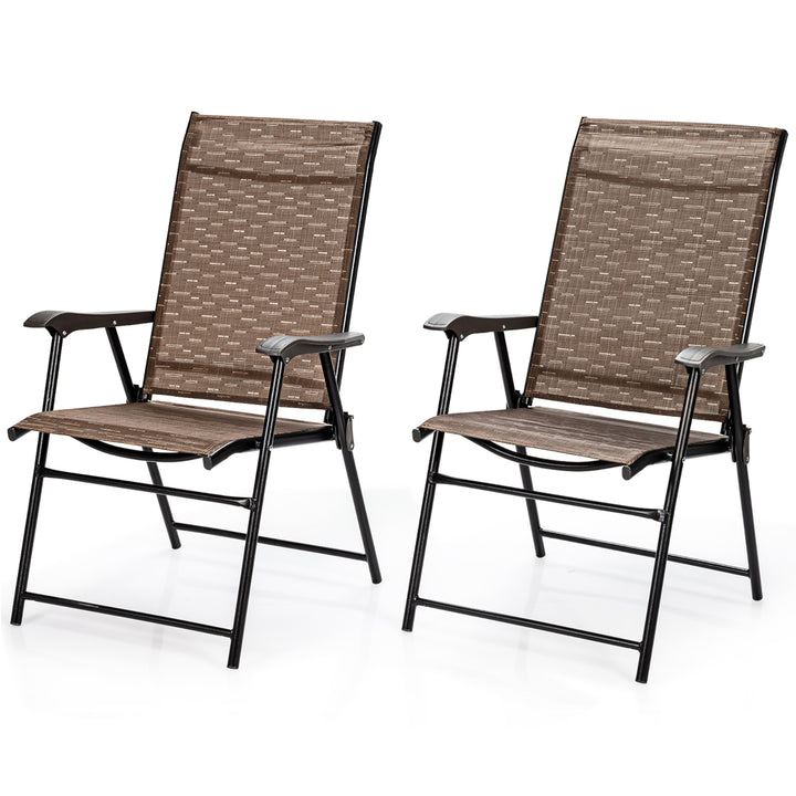 Costway 2PCS Outdoor Patio Folding Chair Camping Portable Lawn Garden W/Armrest Image 9