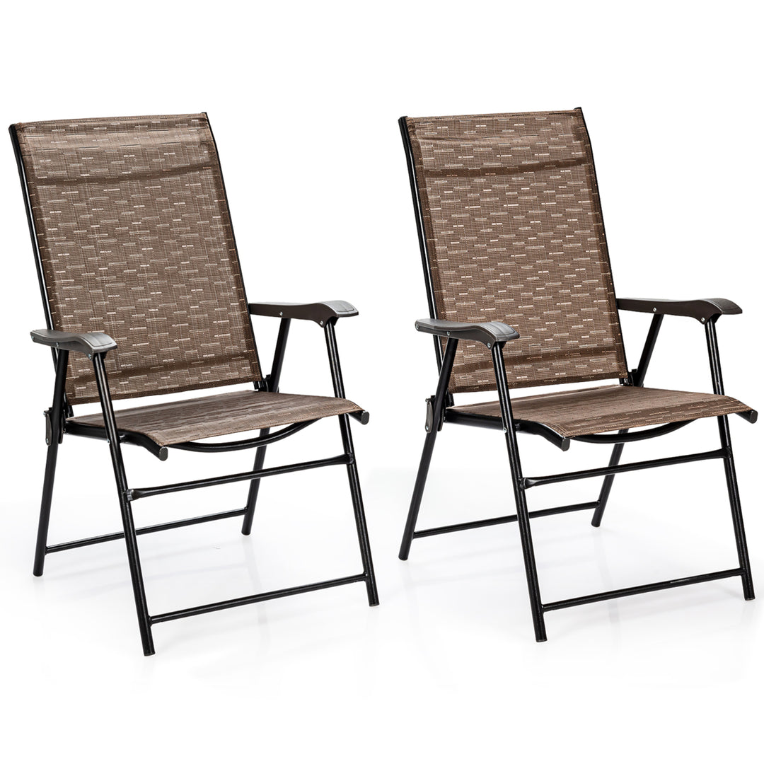 Costway 2PCS Outdoor Patio Folding Chair Camping Portable Lawn Garden W/Armrest Image 10