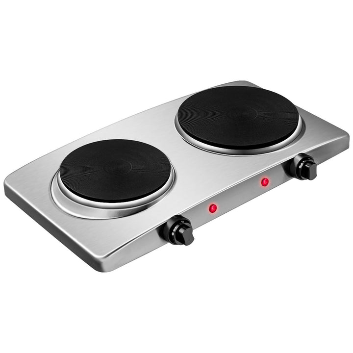 1800W Double Hot Plate Electric Countertop Burner Stainless Steel 5 Power Levels Image 10