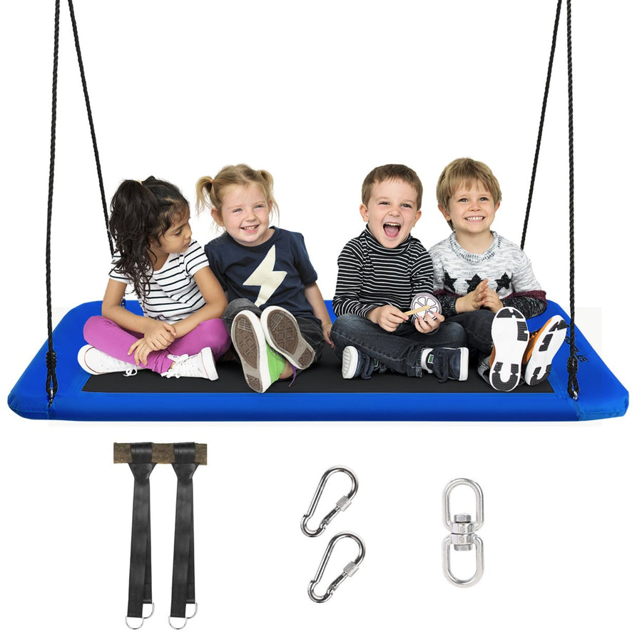 Goplus 700lb Giant 60 Platform Tree Swing Outdoor w/ 2 Hanging Straps Blue\Colorful\Green\Camo Green Image 1