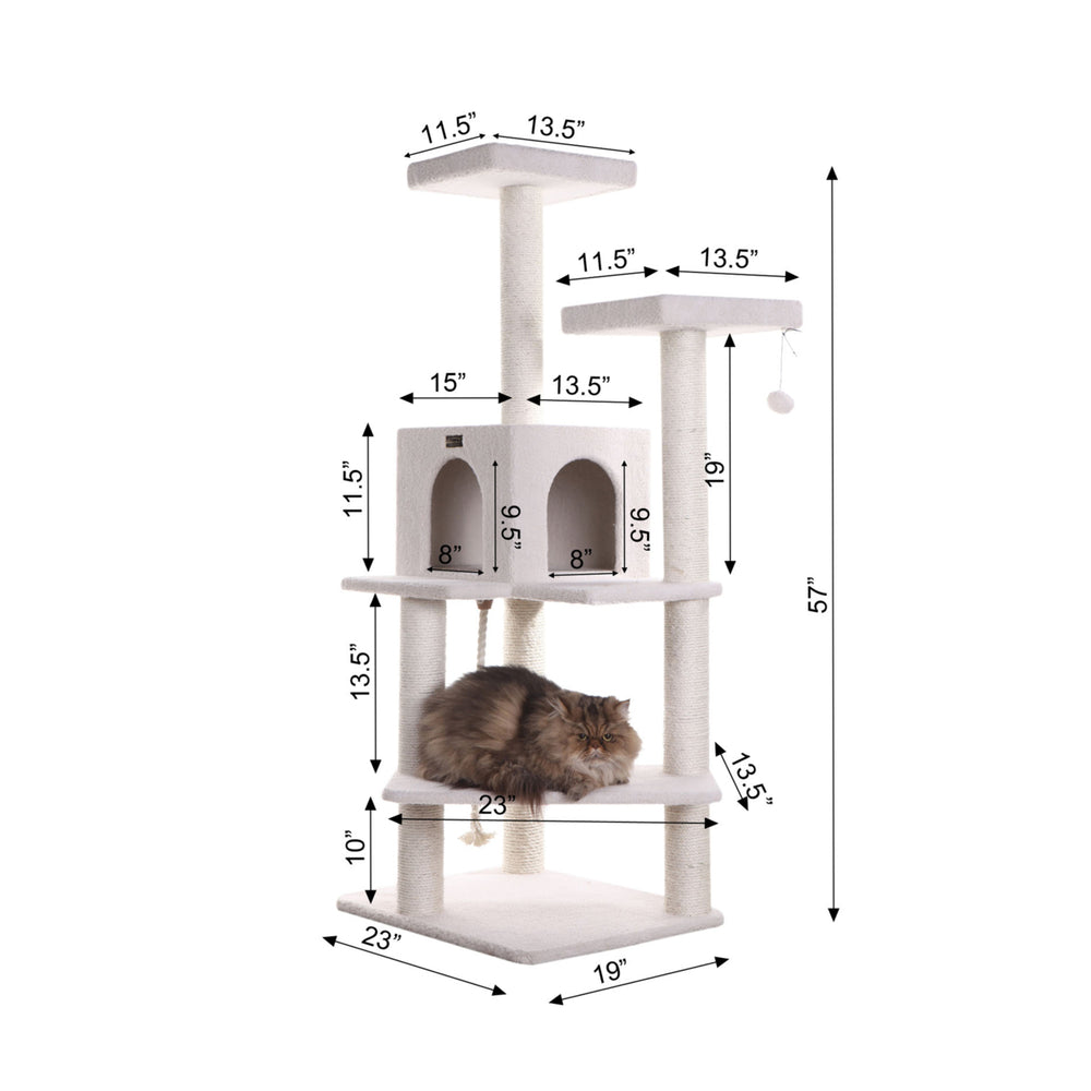 Armarkat Ivory Cat Tree 57 Inch Model B5701 4 Levels Real Wood Cat Shelf Image 2