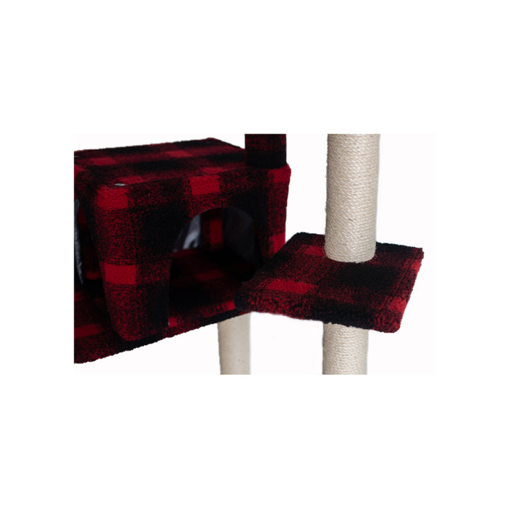 Armarkat B5008 50" Real Wood Cat Tree Scotch Plaid 4-Level Scratching Post Image 6