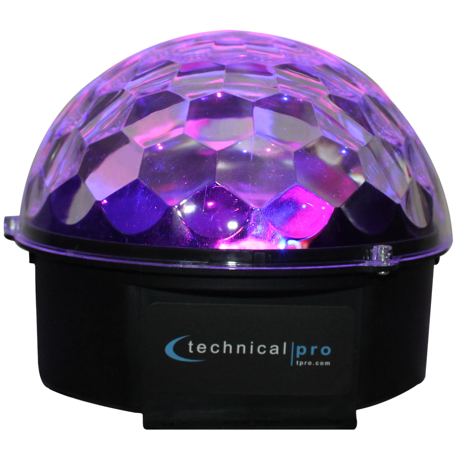 Technical Pro Rotating LED DJ Light with 4 Color Patterns Mounting Brackets 50 000 Hrs Image 1