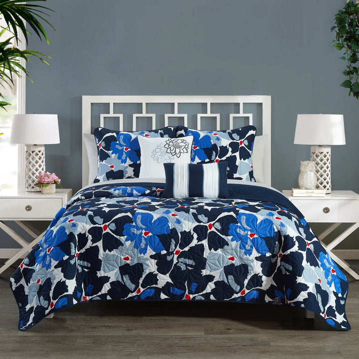 Aster 5 Piece Quilt Set Contemporary Floral Design Bedding Image 3