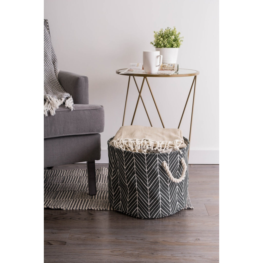 POLYESTER BIN HERRINGBONE BLACK ROUND MEDIUM 12x15x15 Image 1