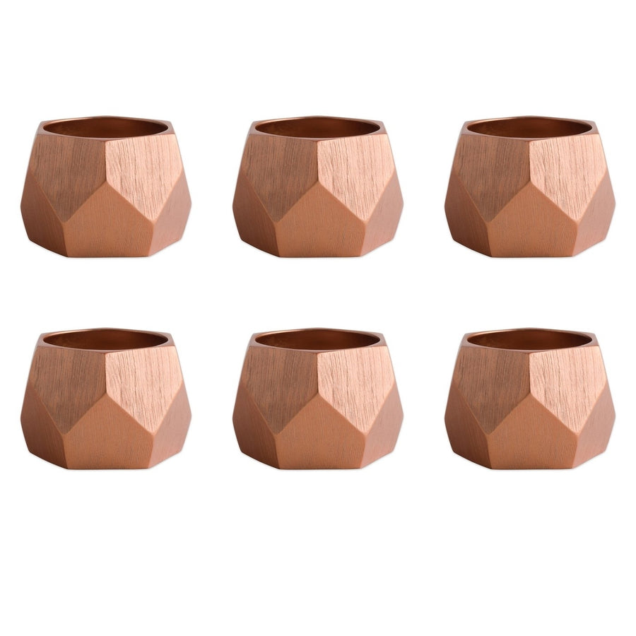 COPPER TRIANGLE BAND NAPKIN RING SET/6 Image 1