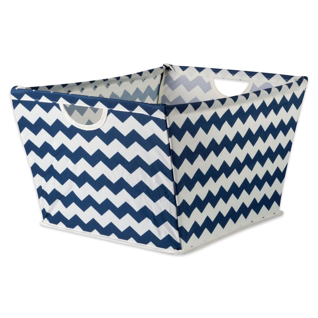 POLYESTER BIN CHEVRON NAUTICAL BLUE TRAPEZOID MEDIUM 16x12x10 Image 1