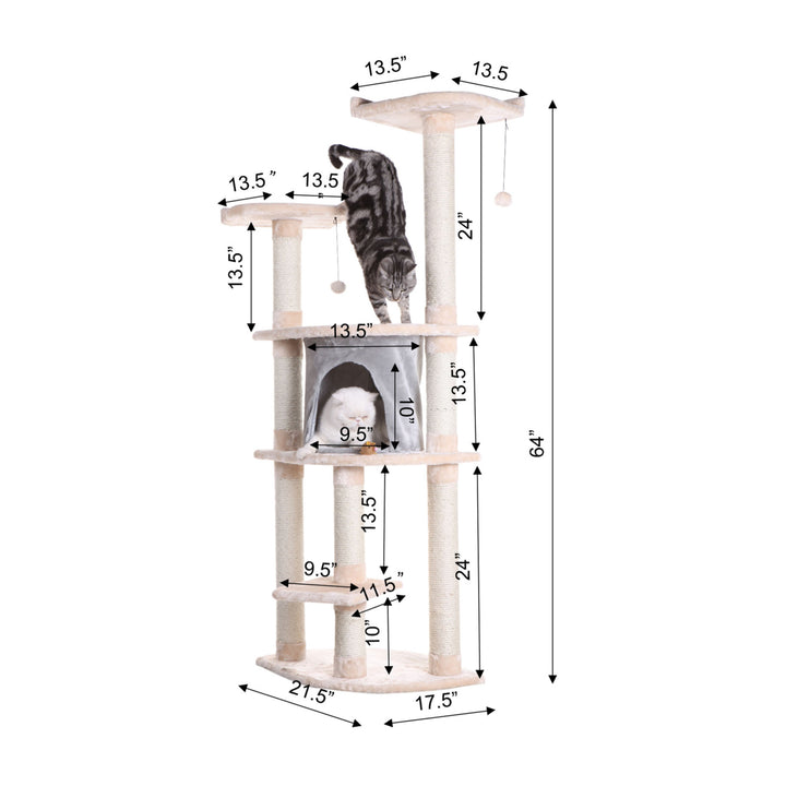 Armarkat Classic Cat Tree Model A6401 Blanched Almond 34x24x64 inches Image 3