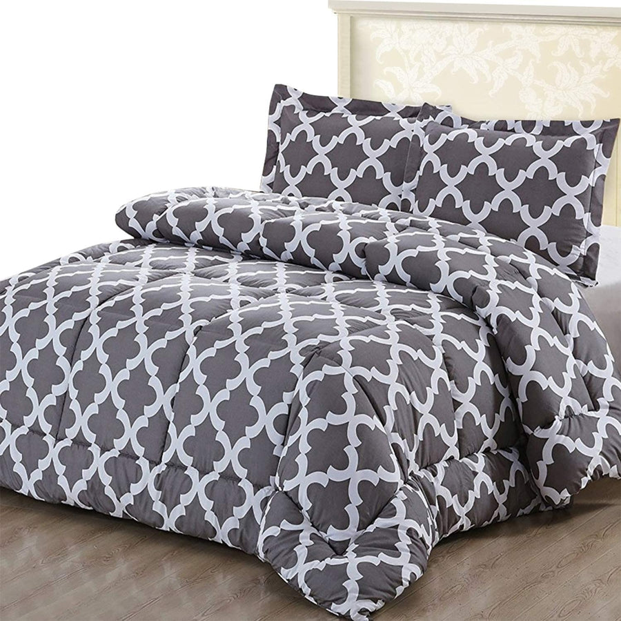 Utopia Bedding Printed Comforter Set (Queen, Grey) Image 1