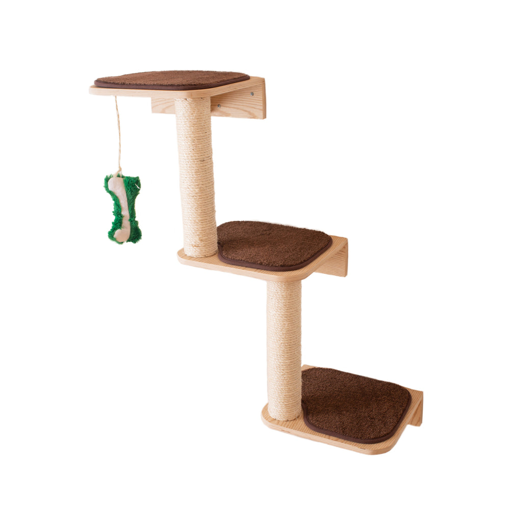 Armarkat Wall Series Cat Climber W1907C Beige Wood 3-Level Scratching Post Image 2